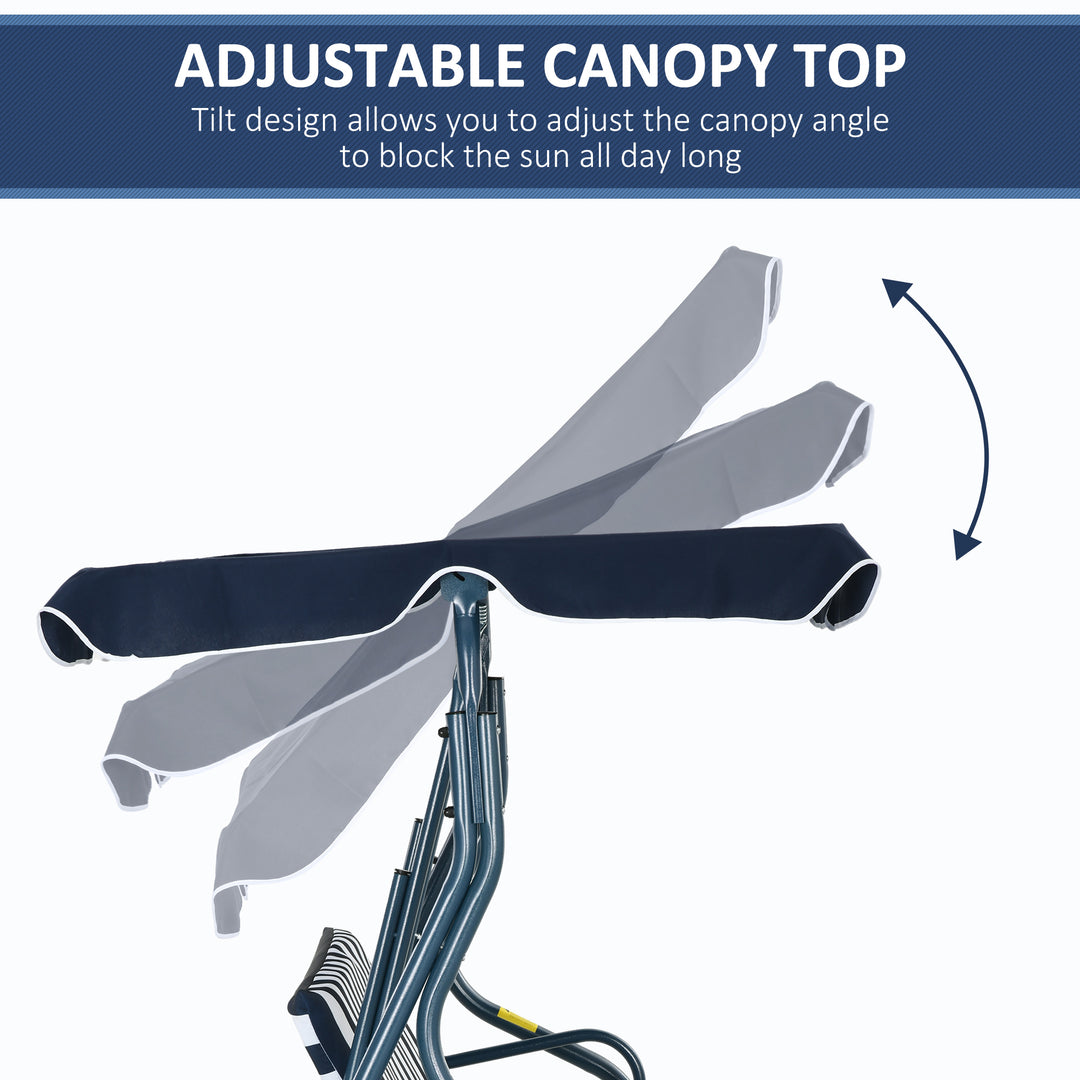 Waterproof 3 Seater Garden Swing Seat Chair Outdoor Bench with Adjustable Canopy and Metal Frame