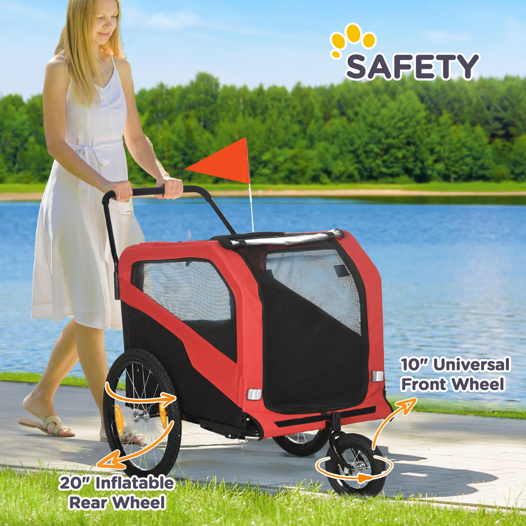 2 in 1 Dog Bike Trailer Pet Stroller for Large Dogs with Hitch