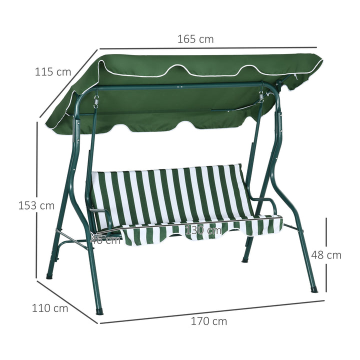 Waterproof 3 Seater Garden Swing Seat Chair Outdoor Bench with Adjustable Canopy and Metal Frame