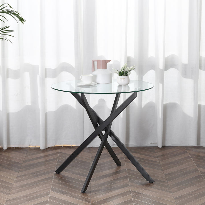 HOMCOM Side Table with Clear Tempered Glass Top