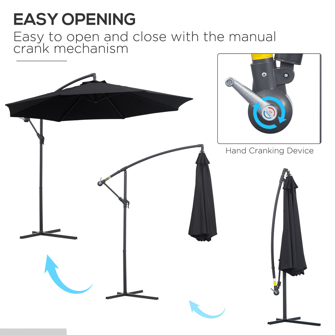 3(m) Garden Cantilever Parasol Patio Banana Hanging Umbrella Sun Shade with Crank & Tilt