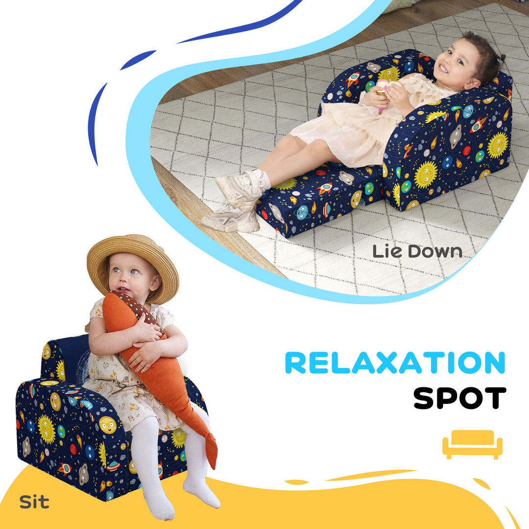 Foldable Toddler Chair Soft Snuggle Sponge Filled for Bedroom Playroom