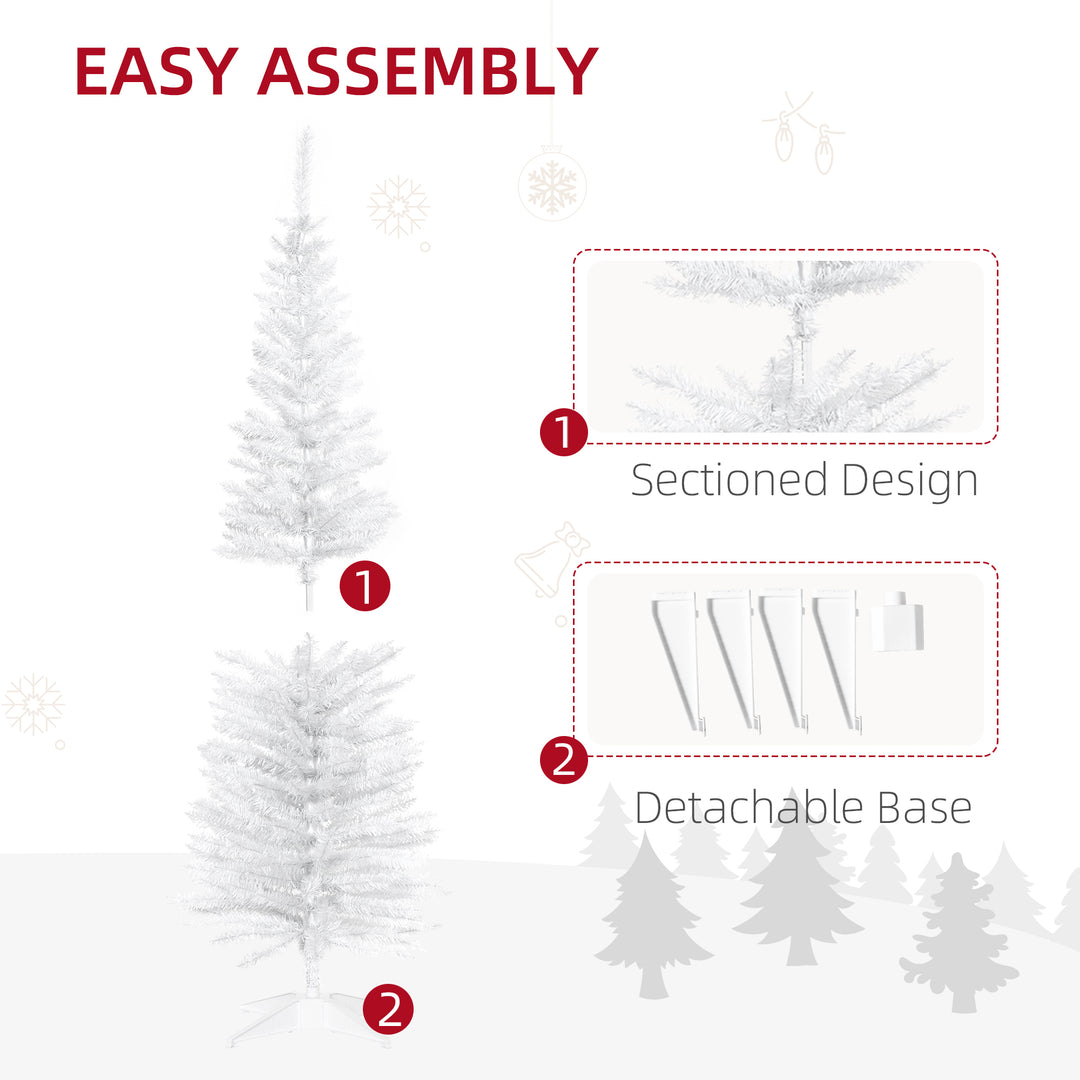 5T Artificial Pine Pencil Slim Tall Christmas Tree with Branch Tips Xmas Holiday Décor with Stand White