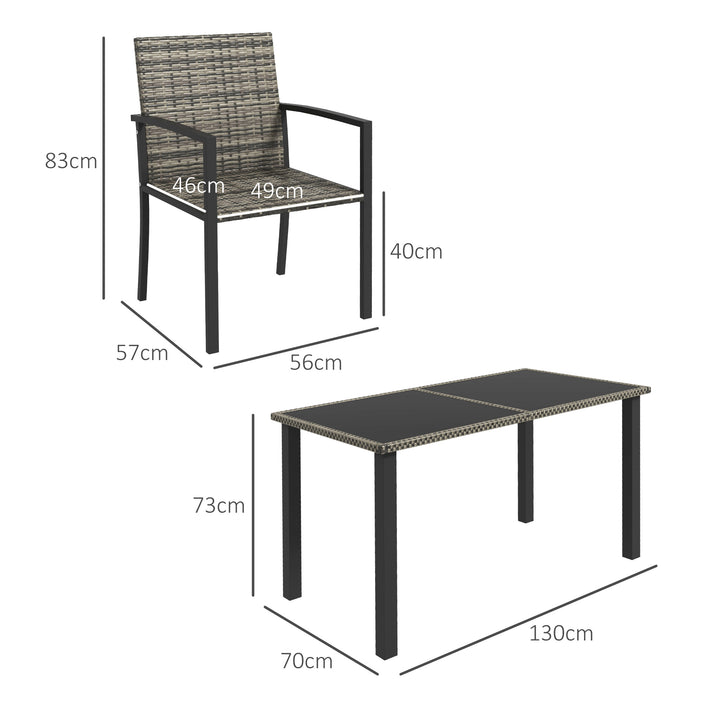 Outdoor Dining Set 5 Pieces Patio Conservatory with Tempered Glass Tabletop