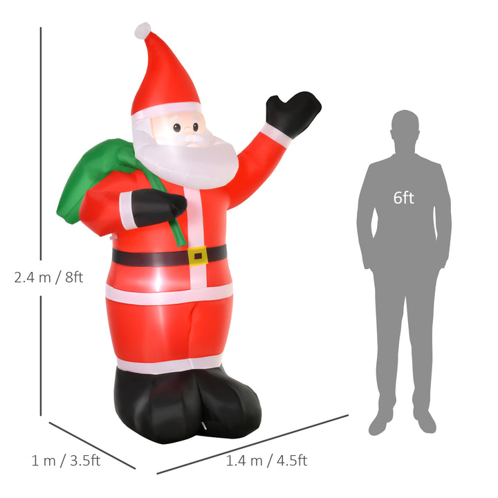 2.4m Christmas Inflatable Santa Holiday Yard Decoration with LED Lights