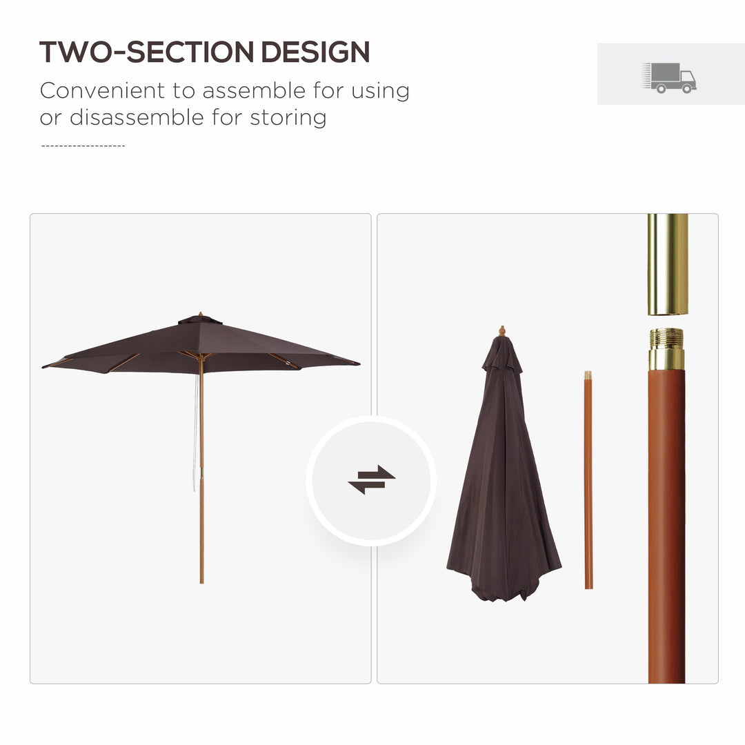 Bamboo Wooden Patio Umbrella