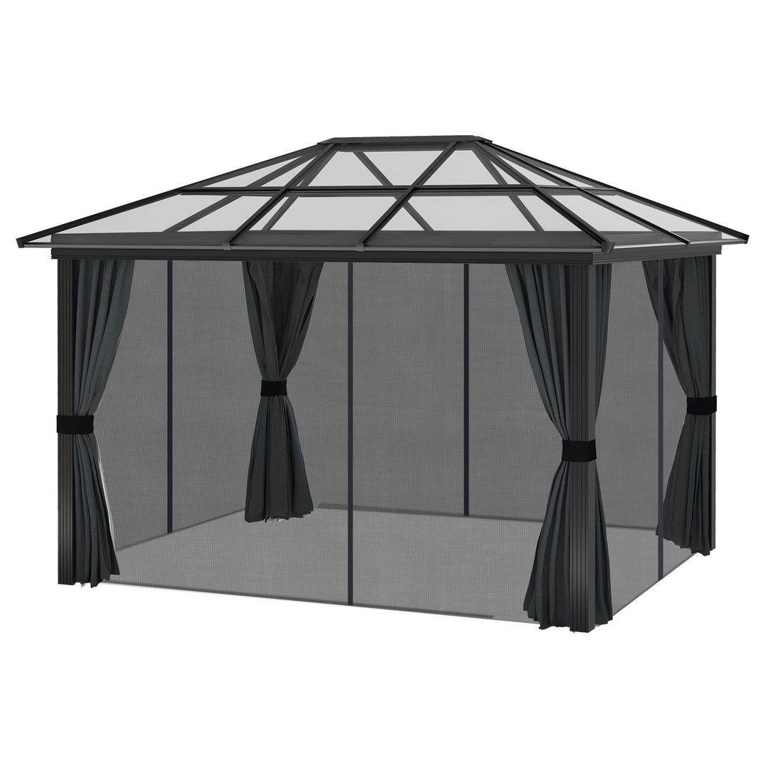 3 x 3.6m Hardtop Gazebo w/ UV Resistant Polycarbonate Roof & Aluminium Frame