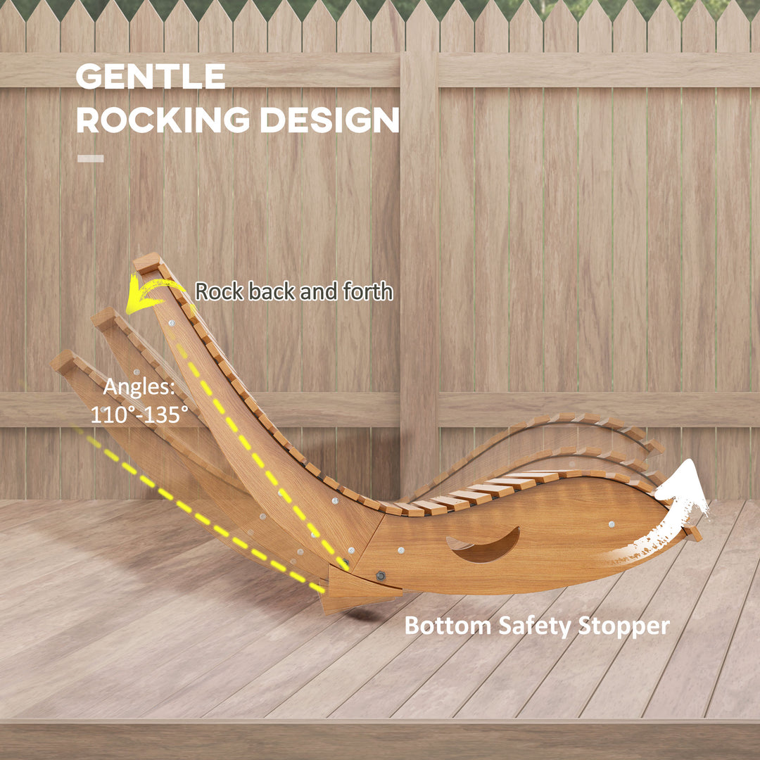 Waterproof Wooden Rocking Chair with Slatted Seat