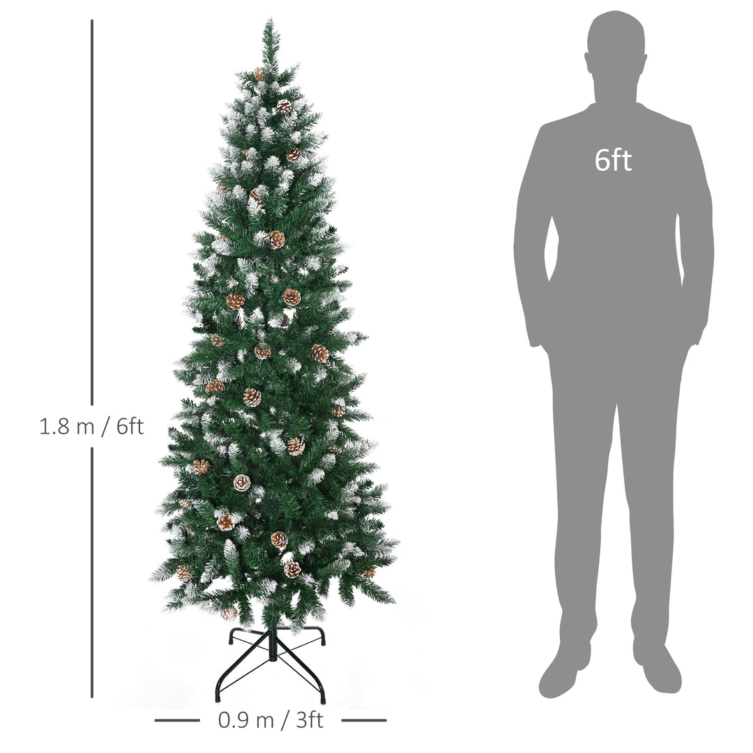 6 Foot Snow Artificial Christmas Tree with Realistic Branches