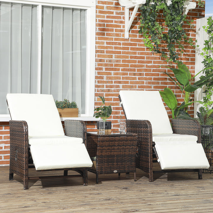 3 Pieces Rattan Bistro Set Balcony Furniture with Cushions