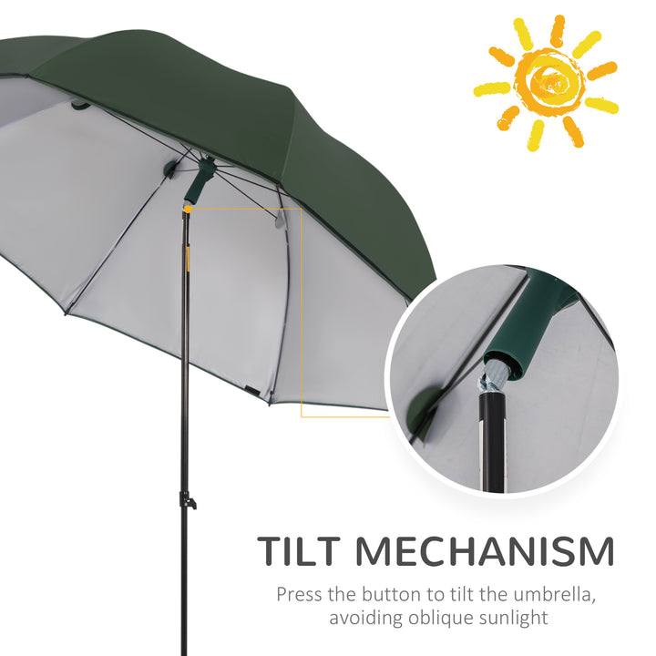 2m Beach Parasol: Fishing Umbrella with Push-Button Tilt