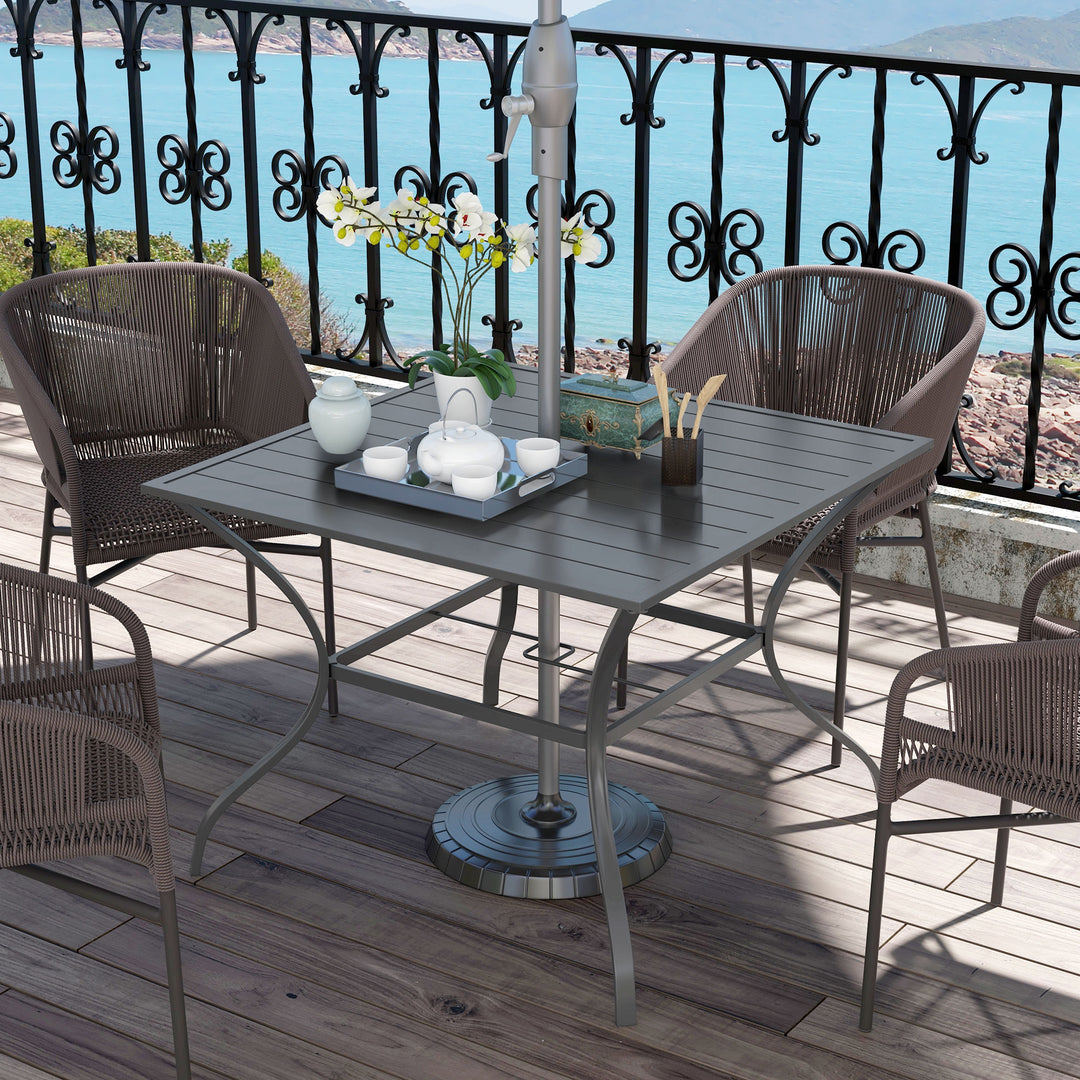 Outdoor Dining Table 94x94cm with Parasol Hole