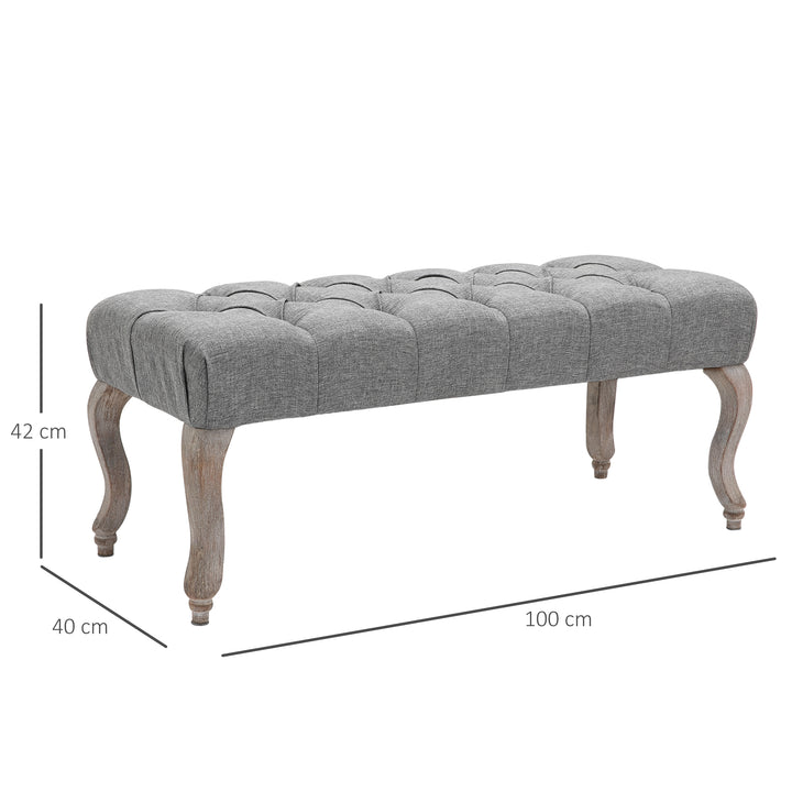 Tufted Upholstered Accent Bench Window Seat Bed End Stool Fabric Ottoman for Living Room