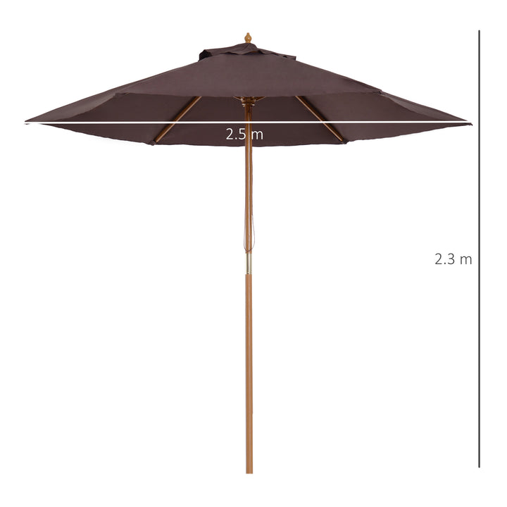 Elegant Wooden Garden Parasol: 2.5m Patio Sunshade with UV Protection