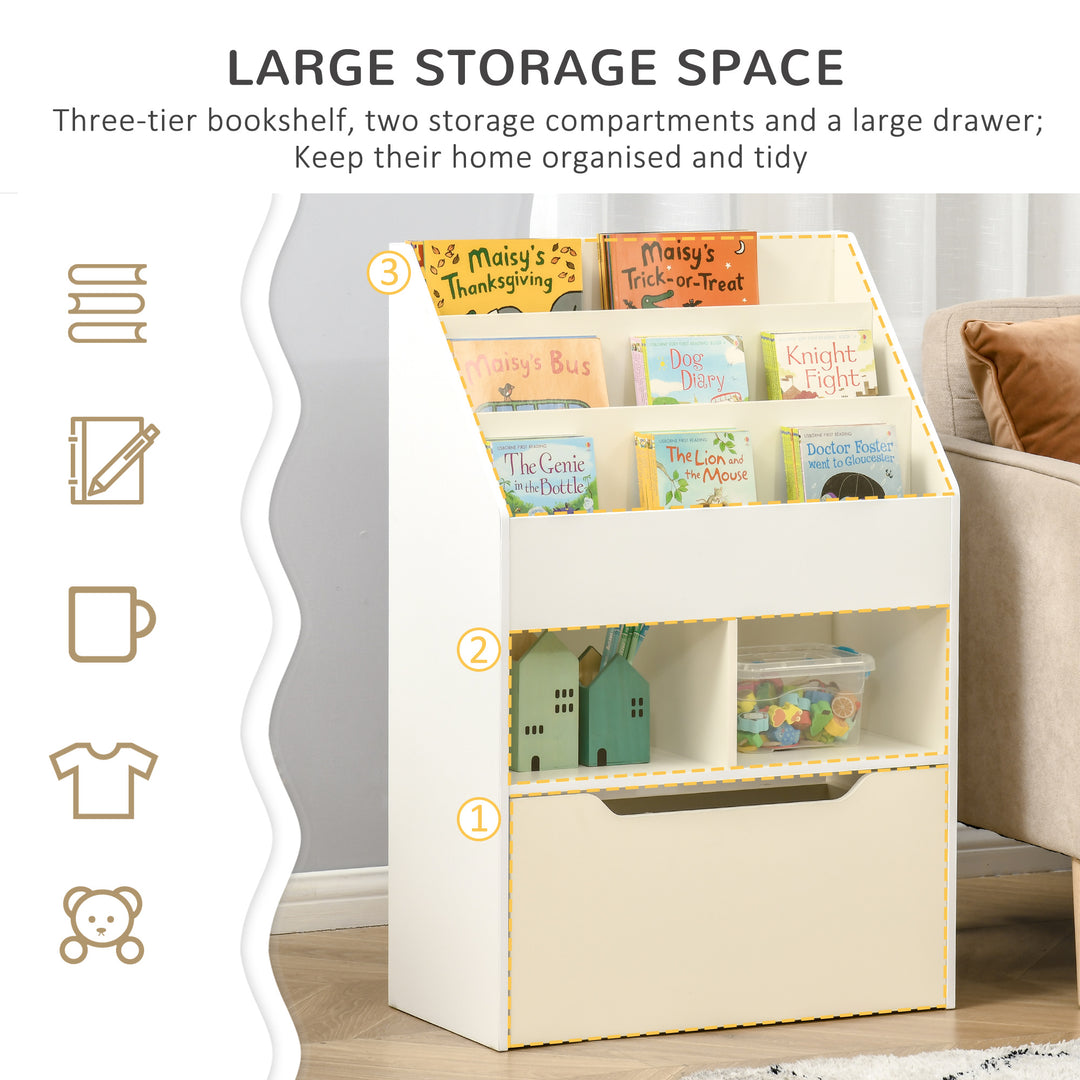 Kids' Bookshelf: Children's Storage Unit with Toy Drawer & Wheels