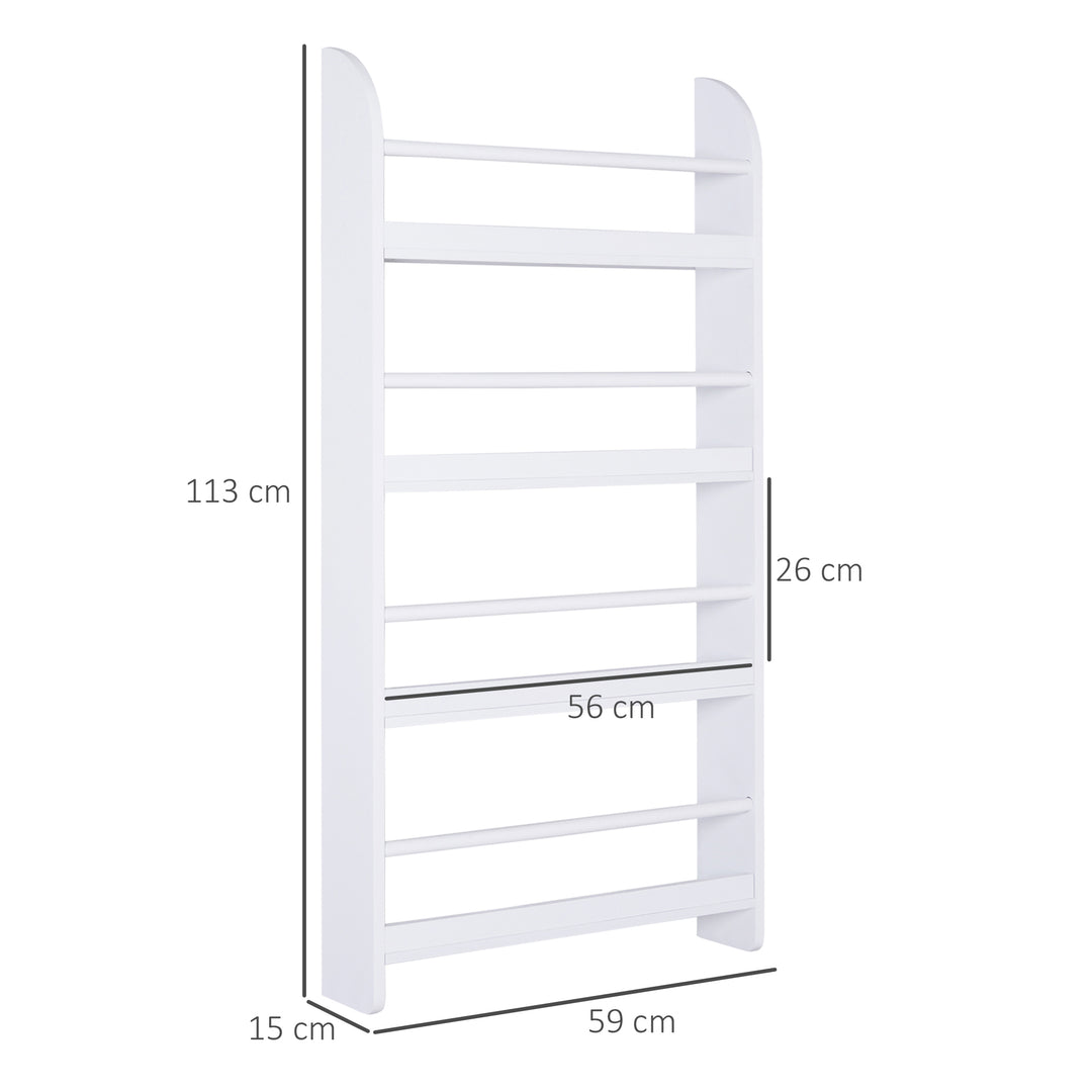 Wood Wall/Standing Magazine Holders Book Rack Shelf 4 Tiers Space Saving Design Water Resist Home Office Decoration