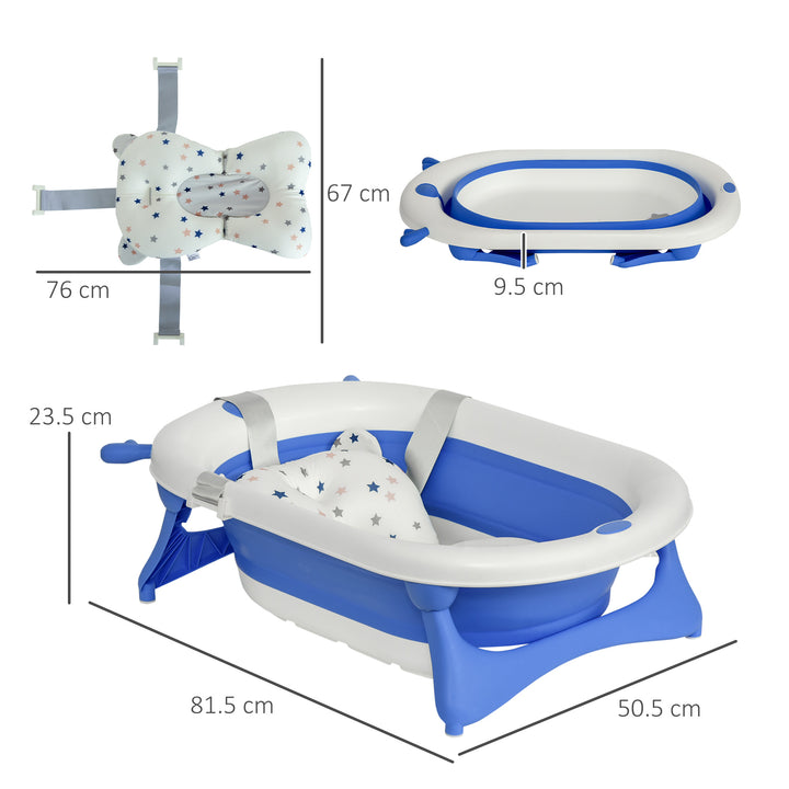 Baby's Bathing Bliss: Foldable Tub with Cushioned Ergonomics