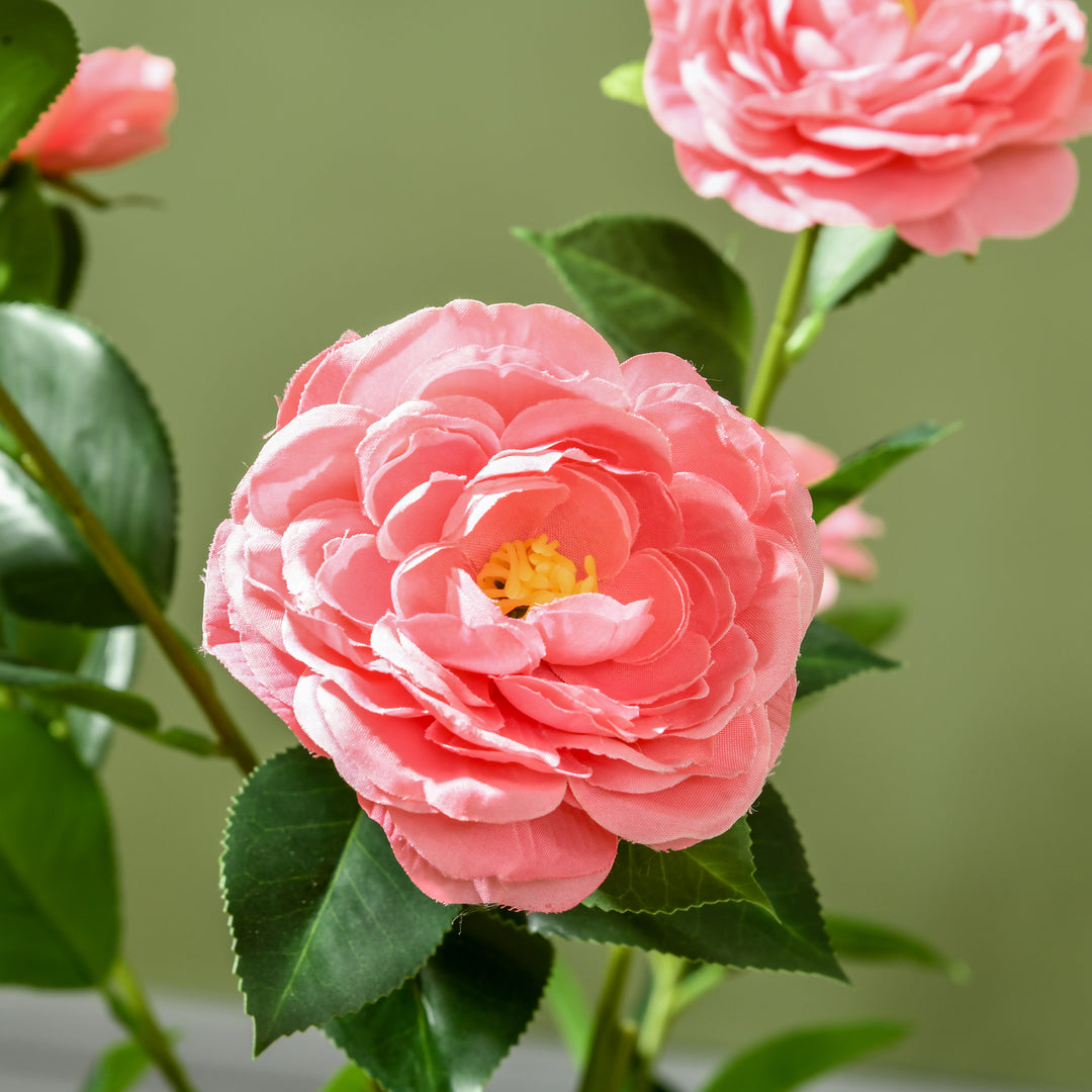 2 Pieces Decorative Artificial Plants Camellia Flower with Pot