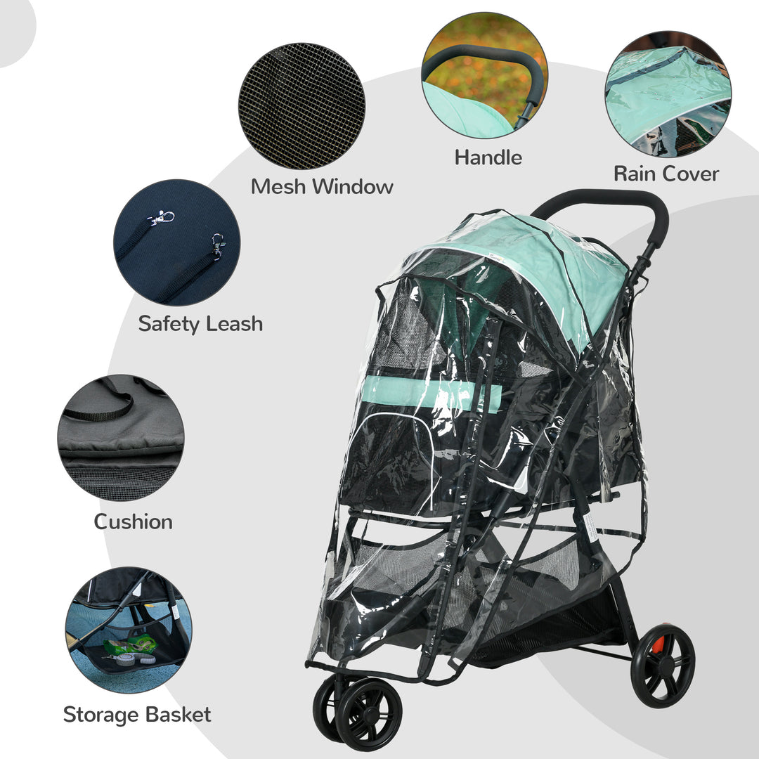 Lightweight Foldable Pet Stroller with Protective Rain Cover for Extra Small and Small Dogs