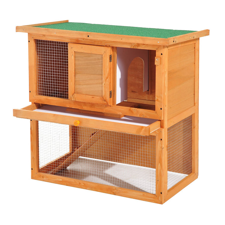 Wooden 90cm 2 Tiers Rabbit Hutch