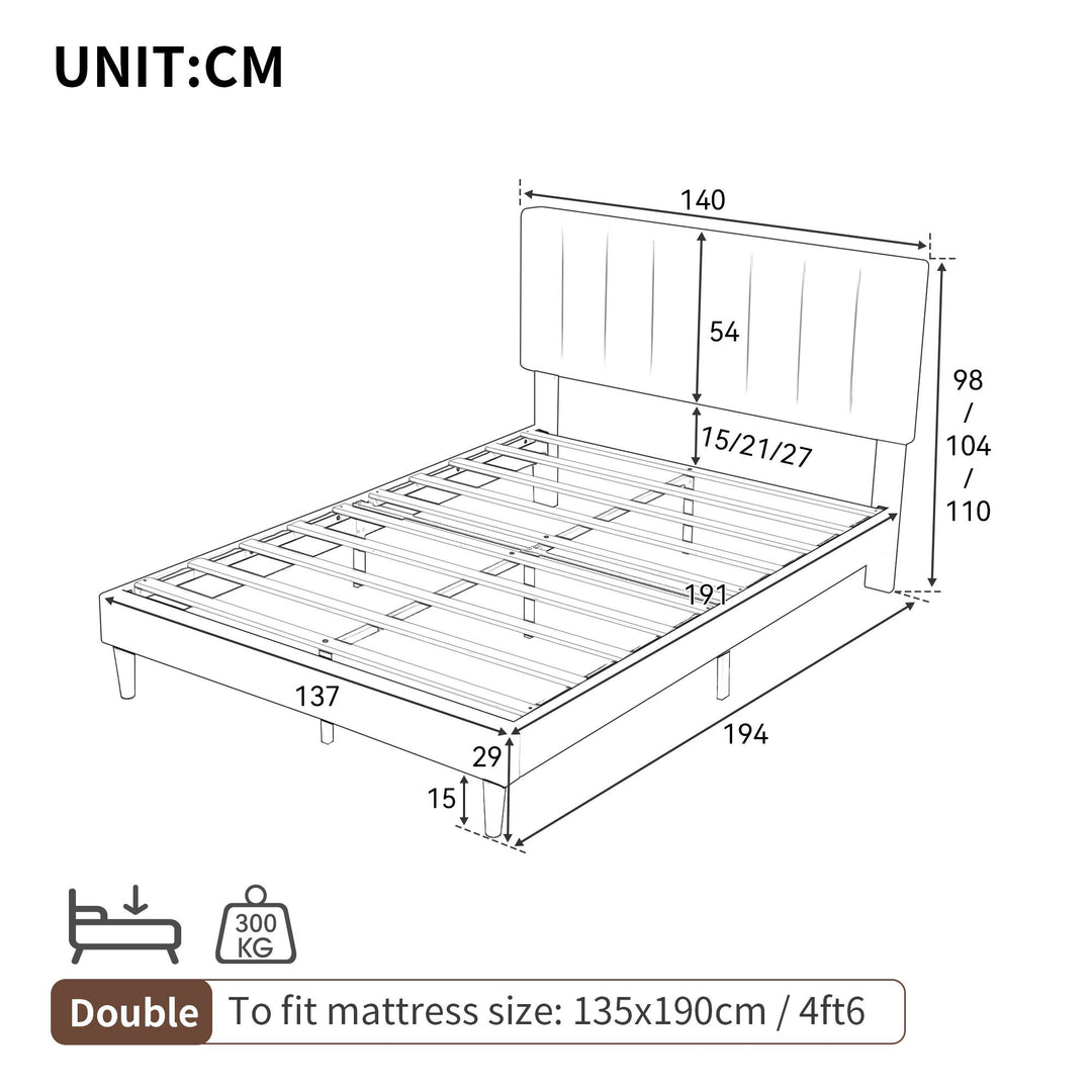 Upholstered Velvet Bedstead with Adjustable Headboard