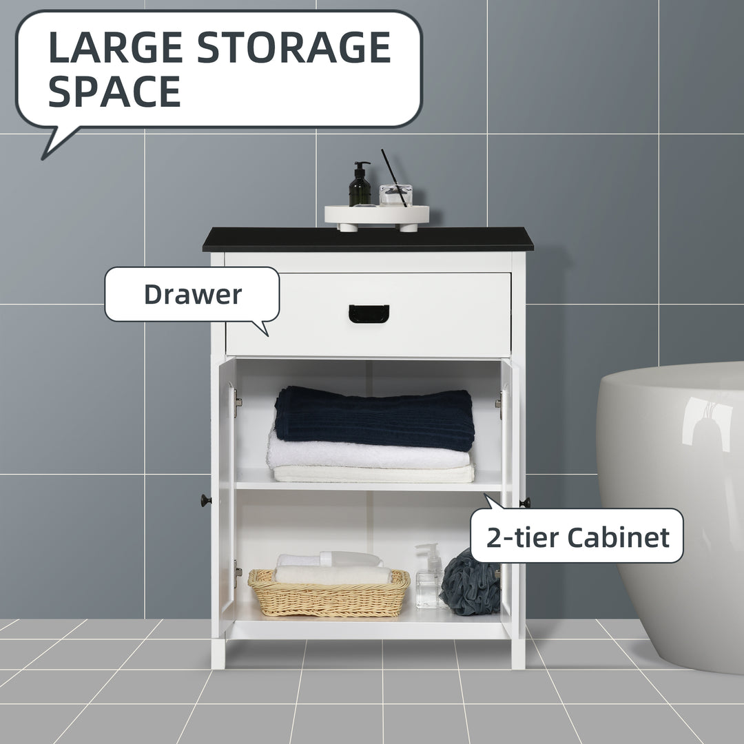 Kleankin Bathroom Cabinet with Drawer & Adjustable Shelf