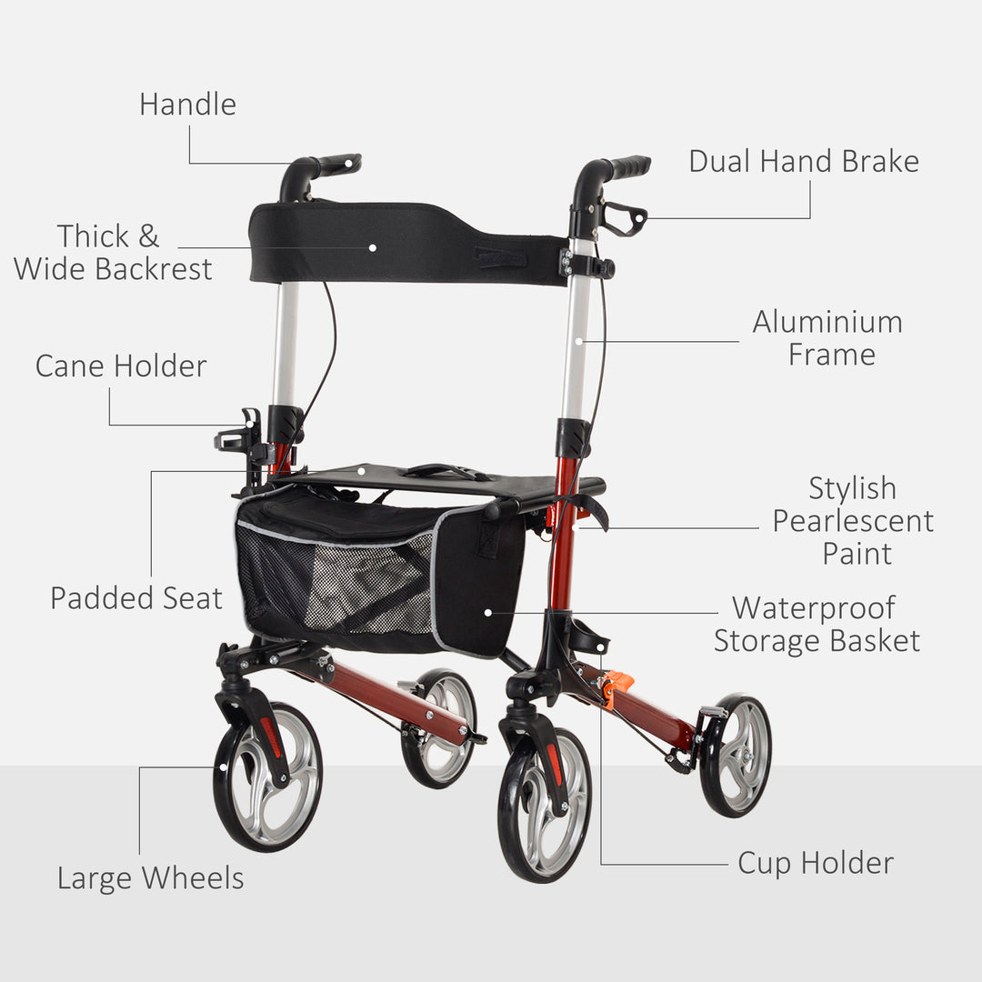 Folding Rollator Walker with Seat and Backrest