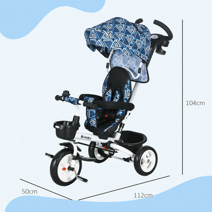 Metal Frame 4 in 1 Baby Push Tricycle with Parent Handle for 1-5 Years Old