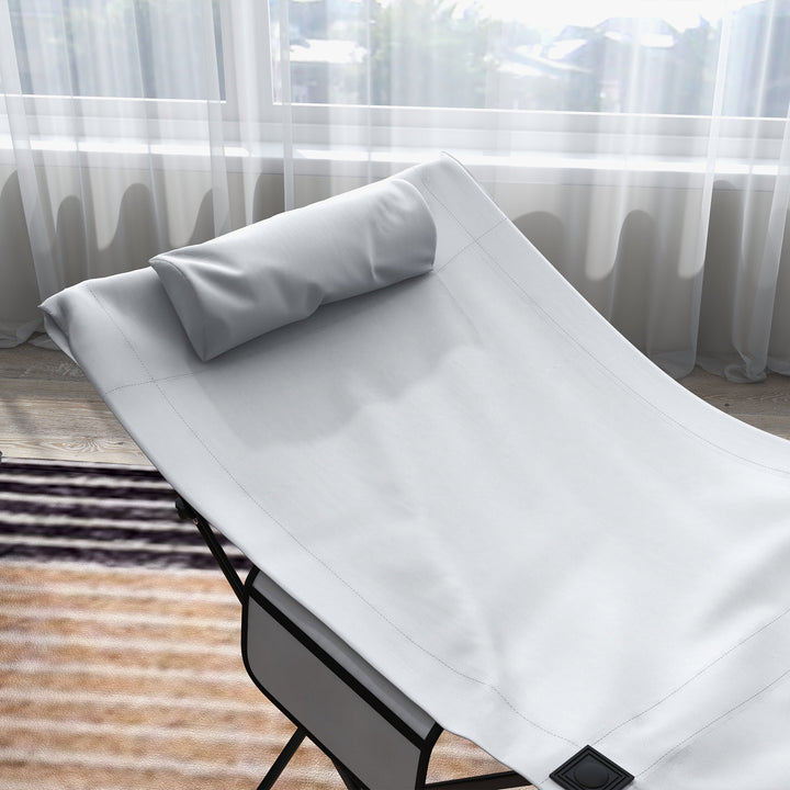 Portable Sun Lounger: Foldable Outdoor Sunbed with Side Pocket & Headrest