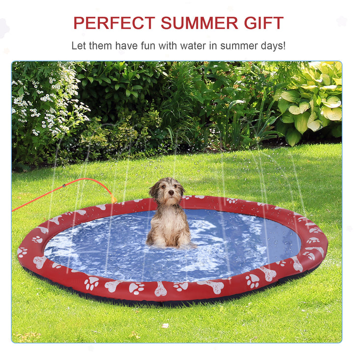 150cm Splash Pad Sprinkler for Pets Dog Bath Pool Water Game Mat Toy Non-slip Outdoor Backyard Red