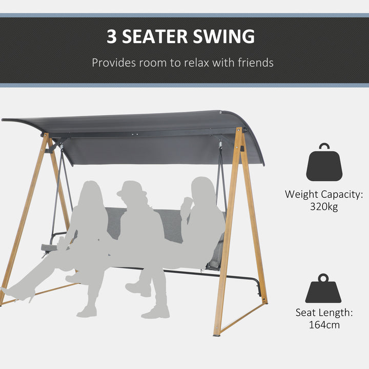 3 Seater Garden Swing Chair Bench with Adjustable Canopy