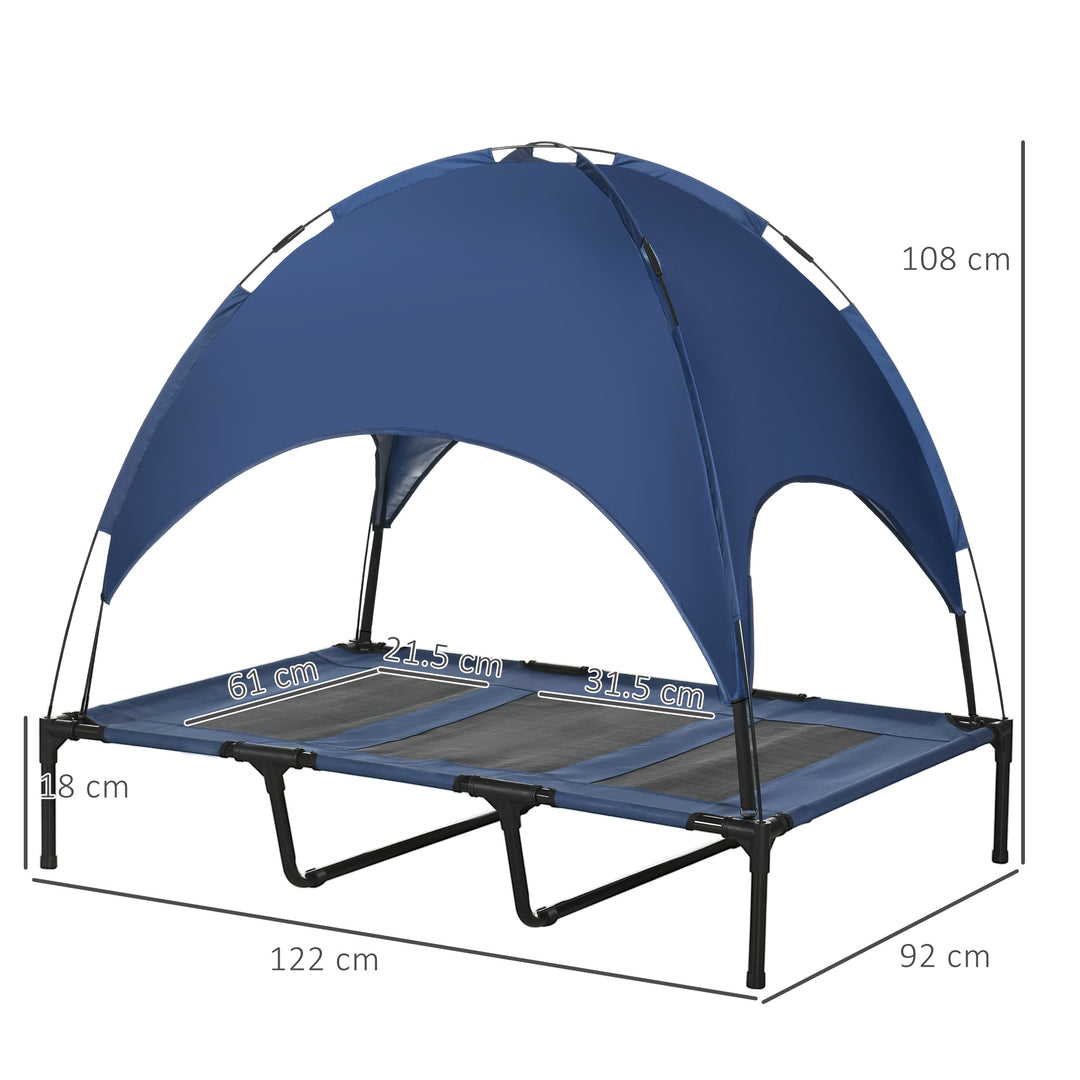 Elevated Pet Retreat: Waterproof Mesh Cot with UV Canopy for XL Dogs