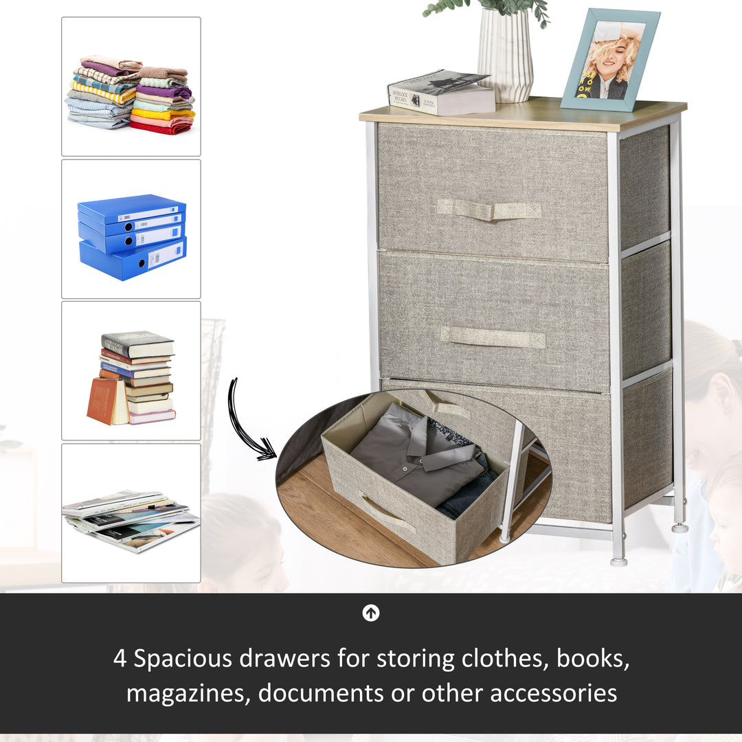 Vertical 3-Tier Linen Drawer Cabinet Organizer Storage Dresser Tower with Metal Frame Adjustable Feet for Living Room