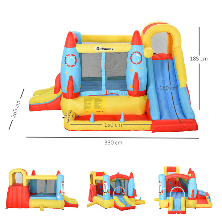 Kids Bounce Castle House Inflatable Trampoline Slide Water Pool 3 in 1 with Blower for Kids Age 3-10 3.3 x 2.65 x 1.85m