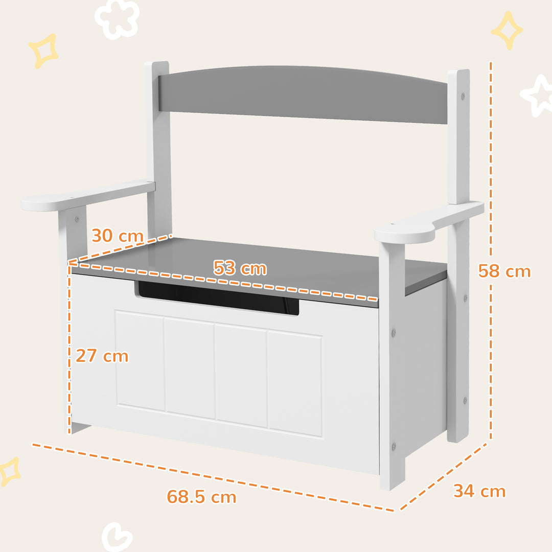 2-in-1 Toy Box for Kids with Lid for Bedroom