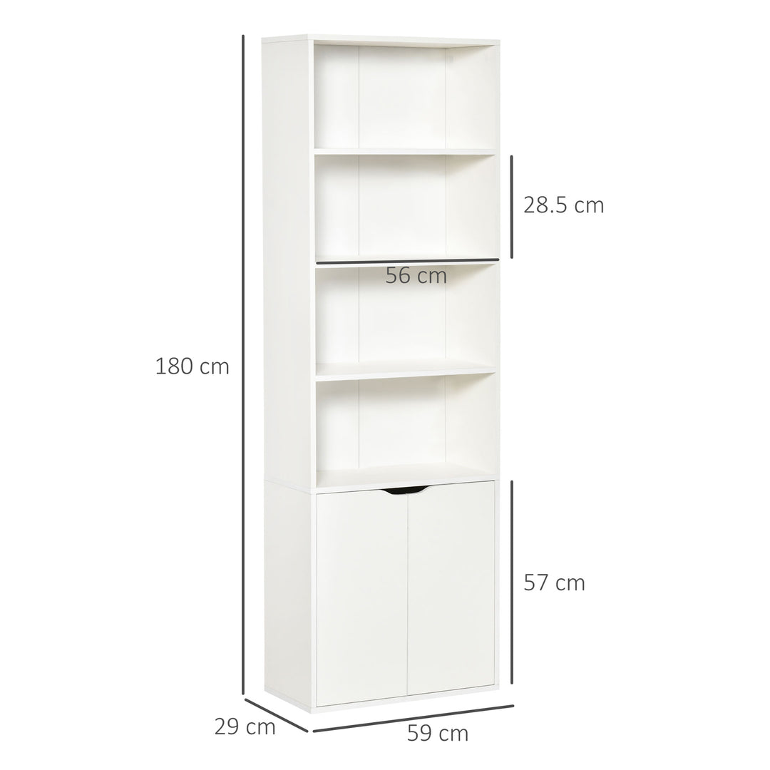 HOMCOM 2-Door Tall Bookcase, White