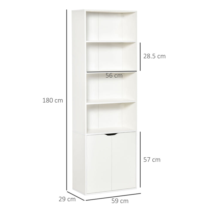 HOMCOM 2-Door Tall Bookcase, White