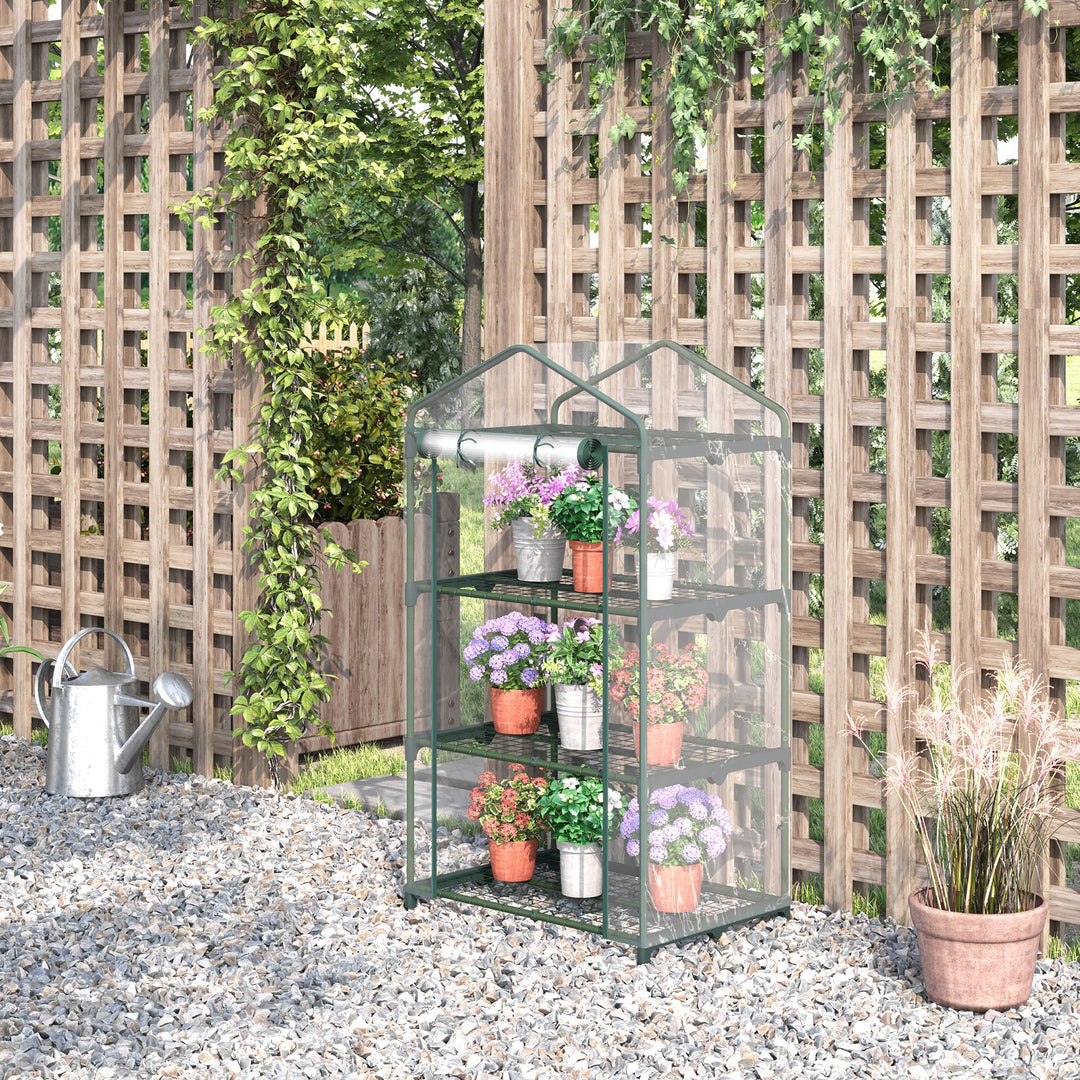 Mini Greenhouse Shelving Unit: Clear PVC Panels for Plant Nurturing