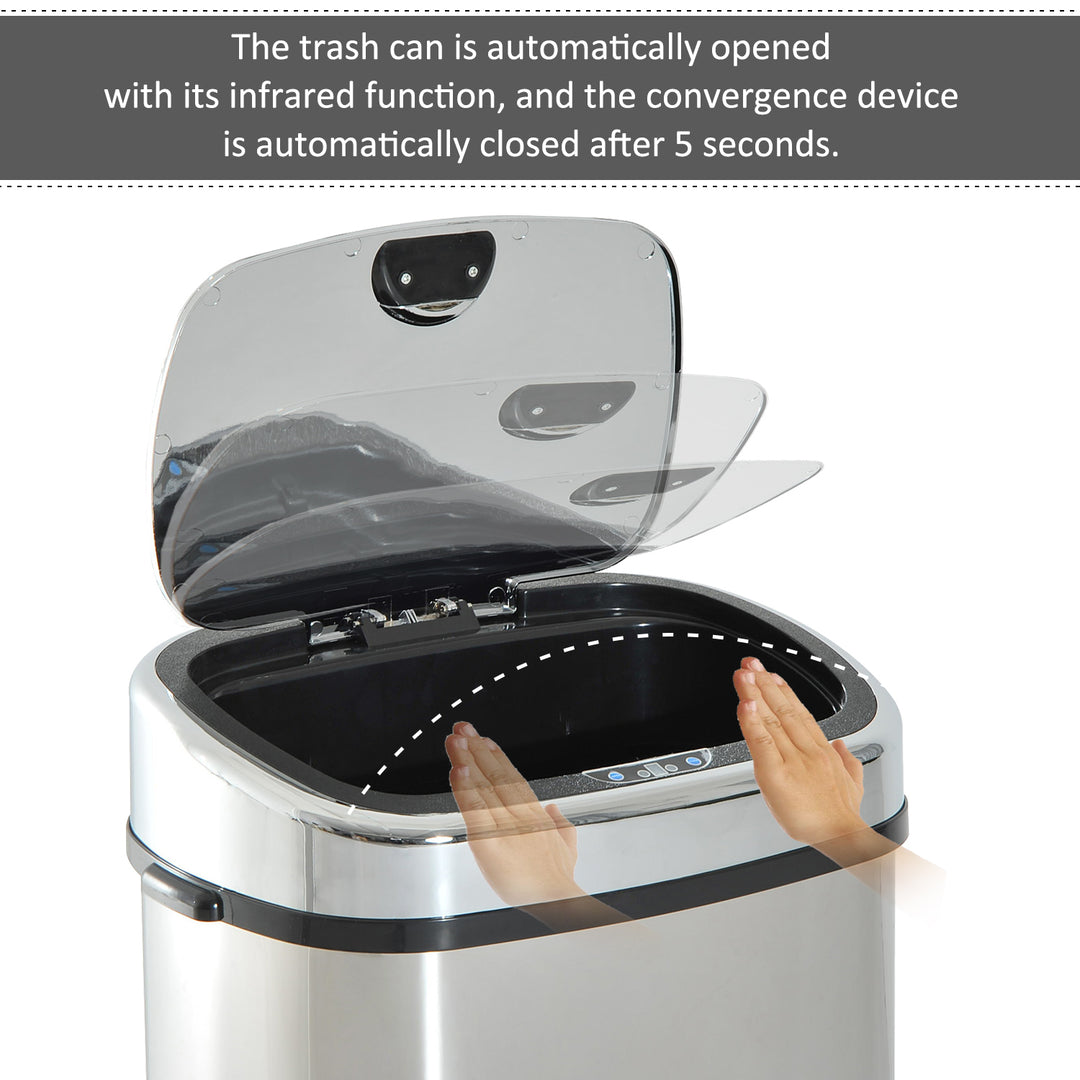 68L Automatic Sensor Lid Steel Kitchen Bin Silver