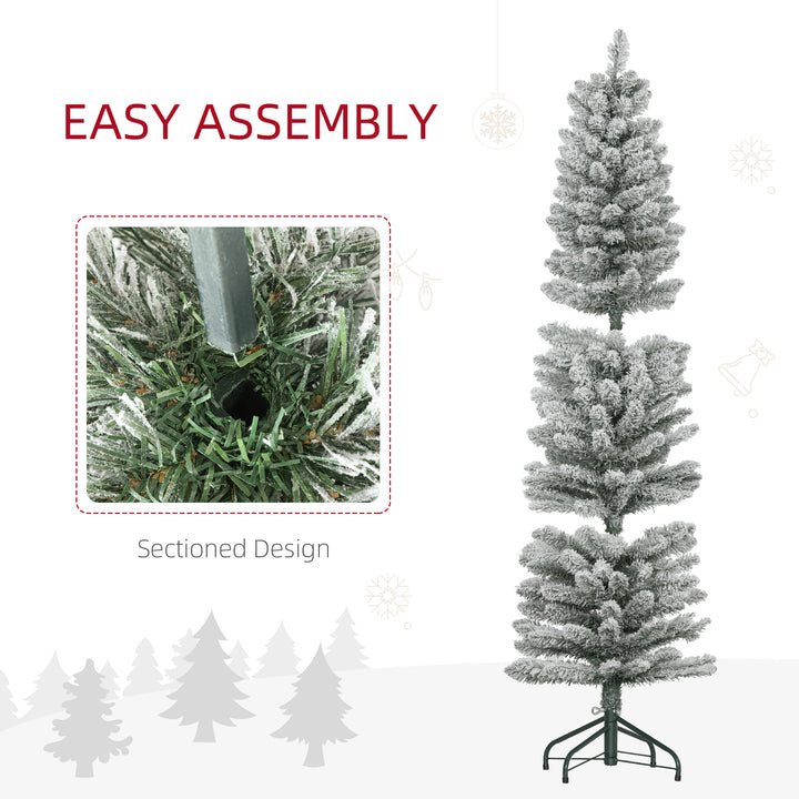 5ft Artificial Pencil Christmas Tree with 263 Snow Flocked Tips