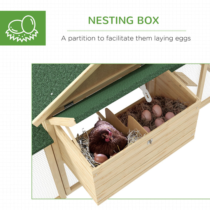 Large Chicken Coop with Run Backyard Hen House Poultry Coops Cages with Nesting Box Wooden 204 x 85 x 93cm