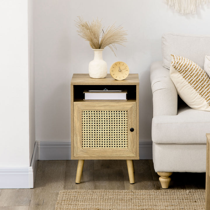 HOMCOM Bedside Table with Rattan Element