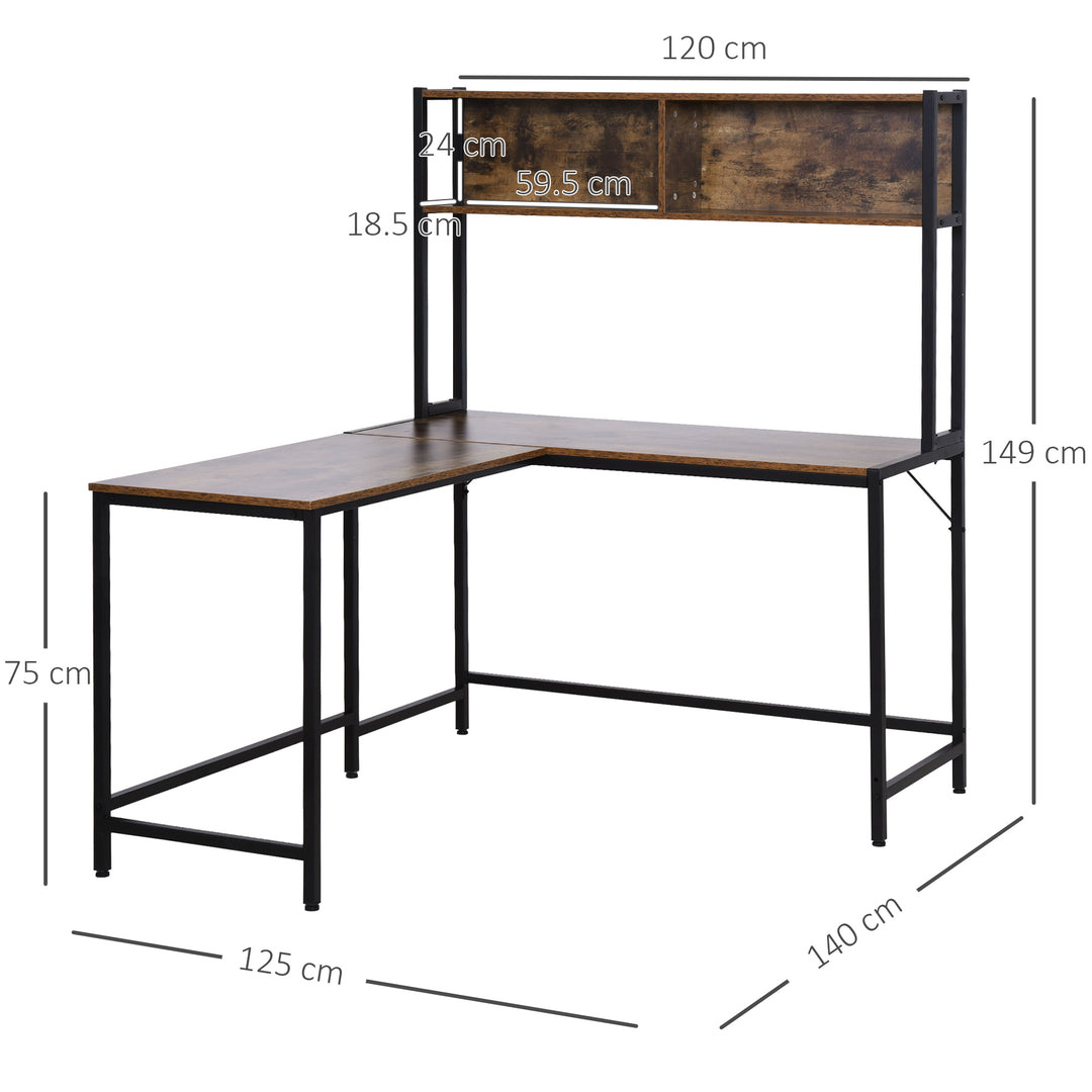 HOMCOM Industrial L-Shaped Desk