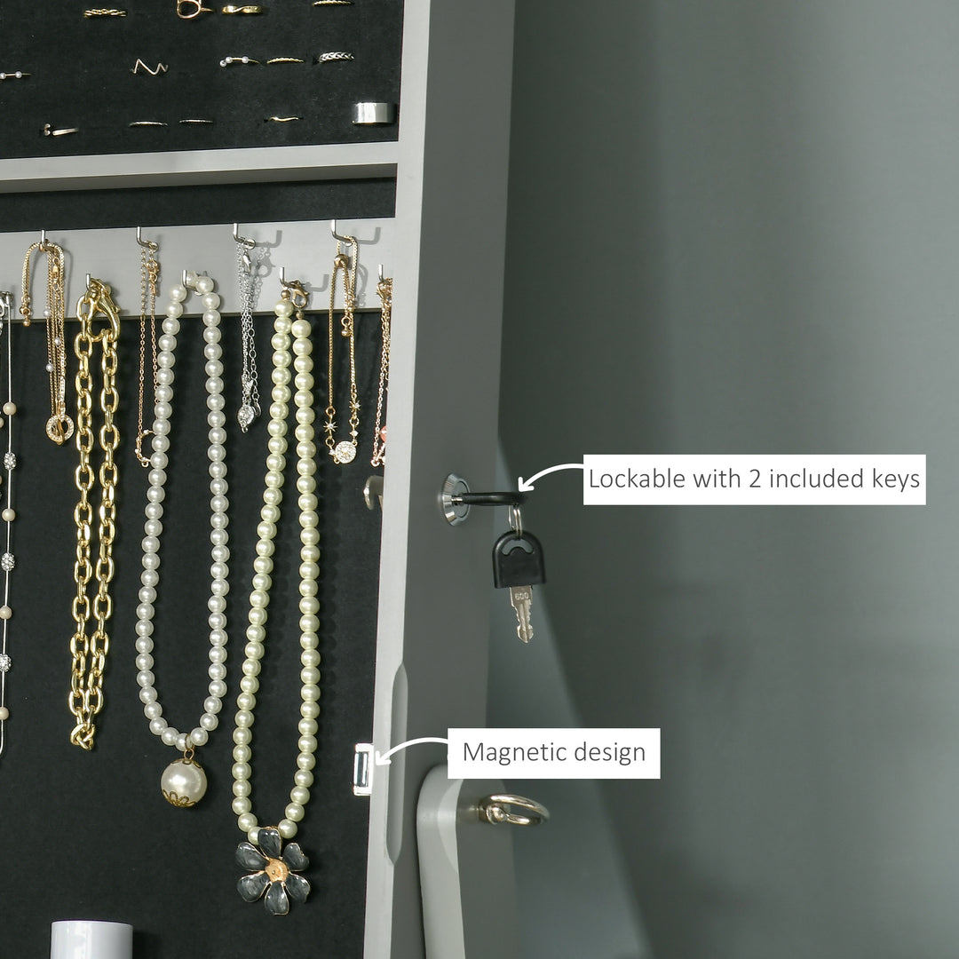 Lockable Jewellery Cabinet with Full-Length Mirror