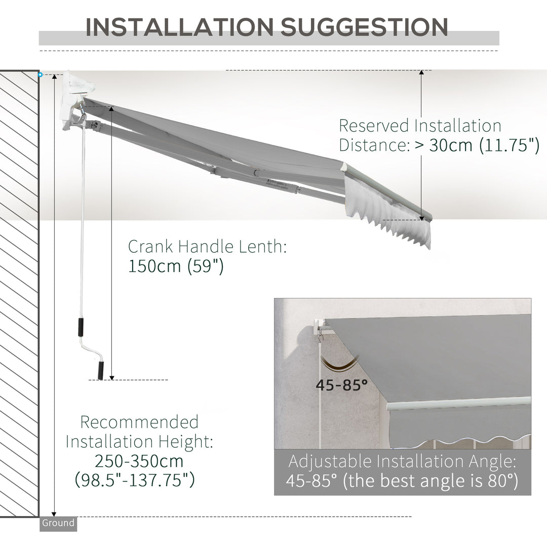 Waterproof Window Awning Canopy Garden Outdoor Shelter Patio Sun Shade UV Blocker Aluminium Frame w/ Hand Crank 3 x 2m