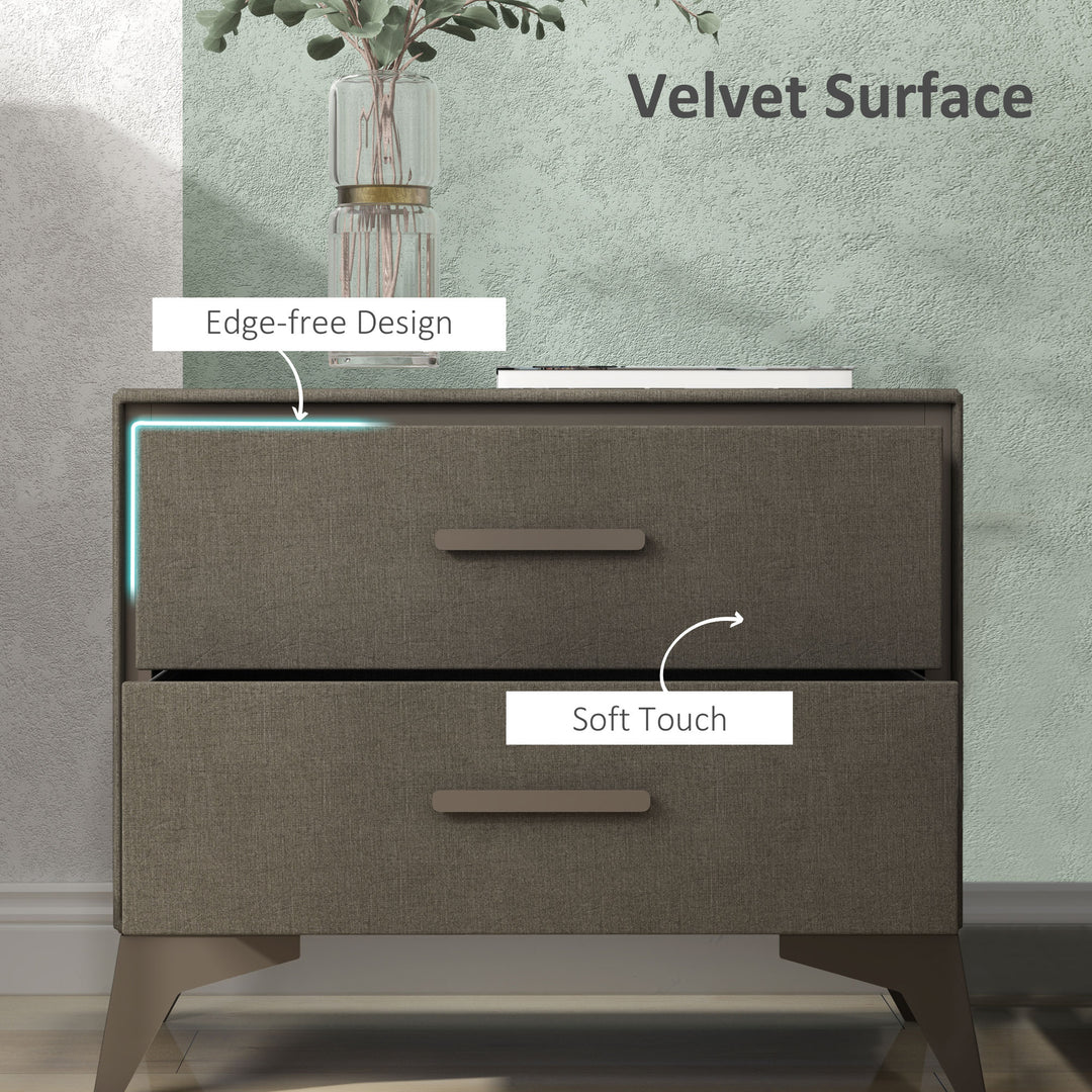 HOMCOM Velvet Bedside Table