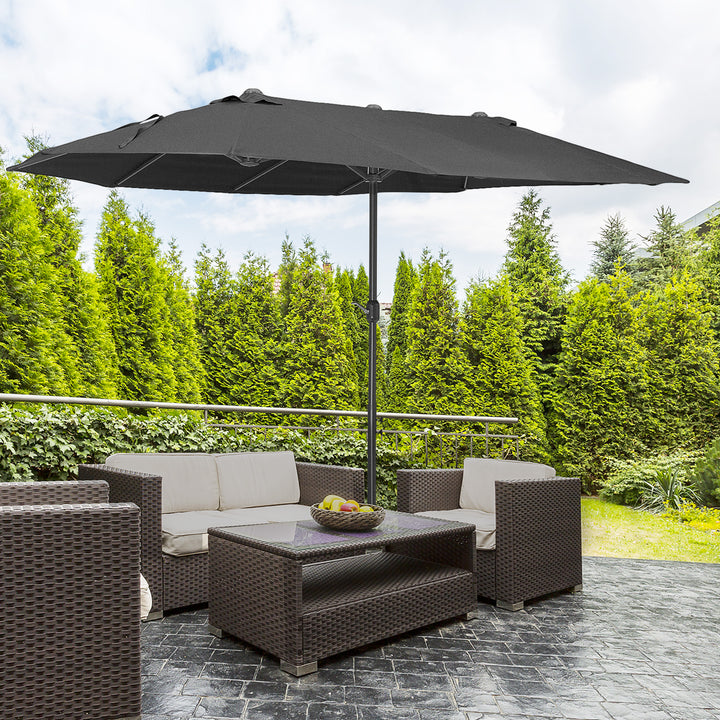 Waterproof 4.6m Double-Sided Patio Parasol Sun Umbrella-Black