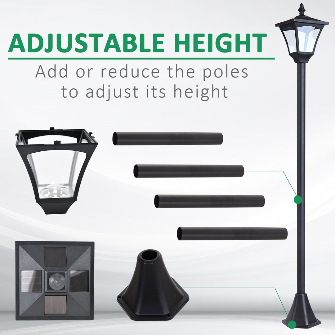 Set of 2 Outdoor Garden Solar Post Lamp Sensor Dimmable LED Lantern Bollard IP44 Energy-saving 1.2M Tall