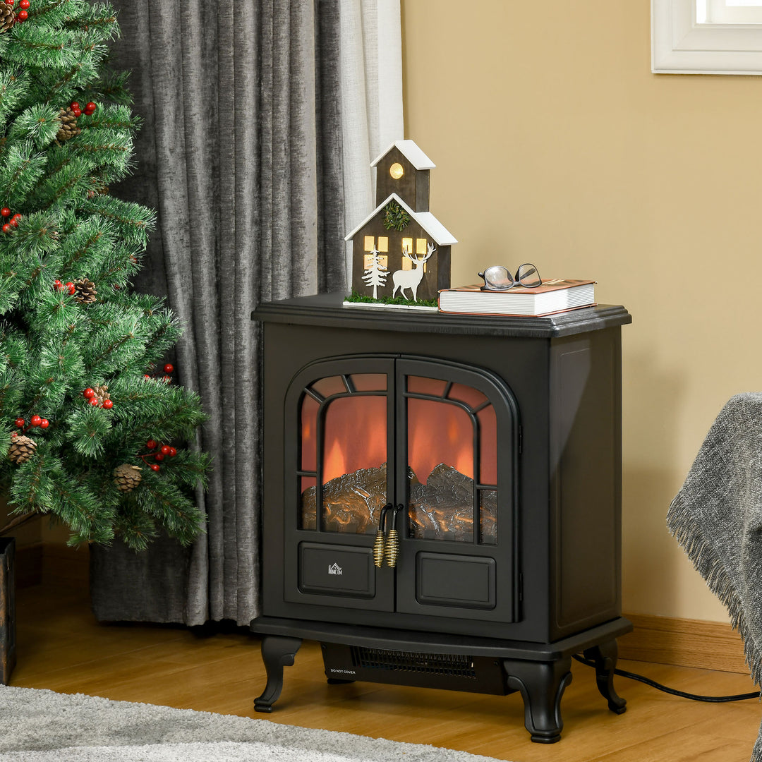 Electric Fireplace Stove Heater with LED Fire Flame Effect