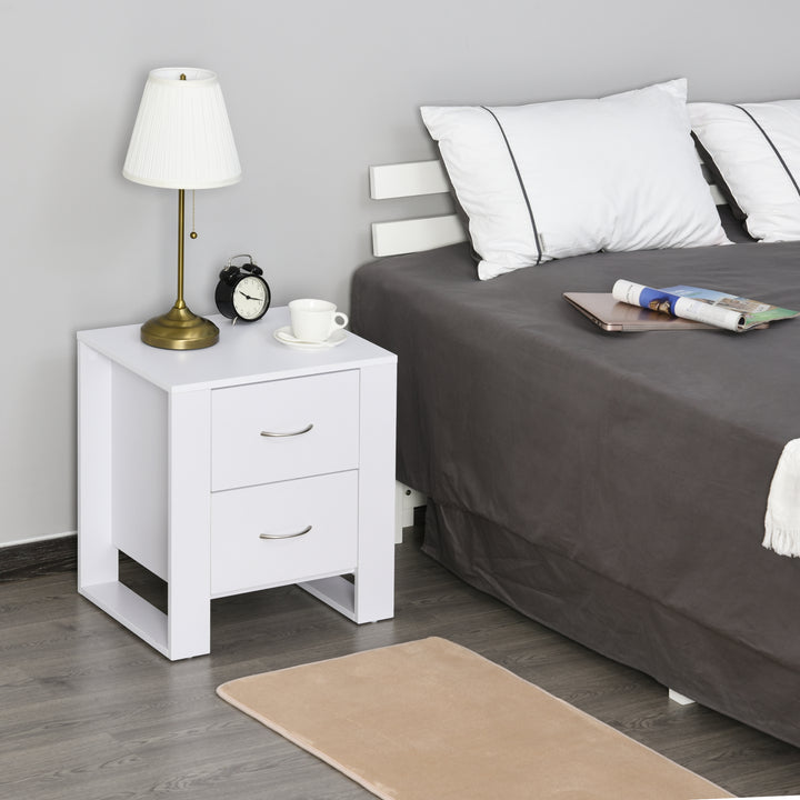 HOMCOM Bedside Table with 2 Drawers